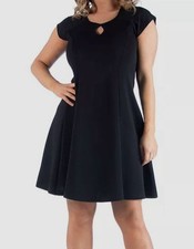 24seven Comfort Apparel Womens Black Keyhole Neck Dress Plus Size 3X
