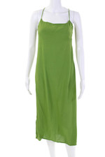 Reformation Womens Spaghetti Strap Open Back Midi Shift Dress Green Size 0