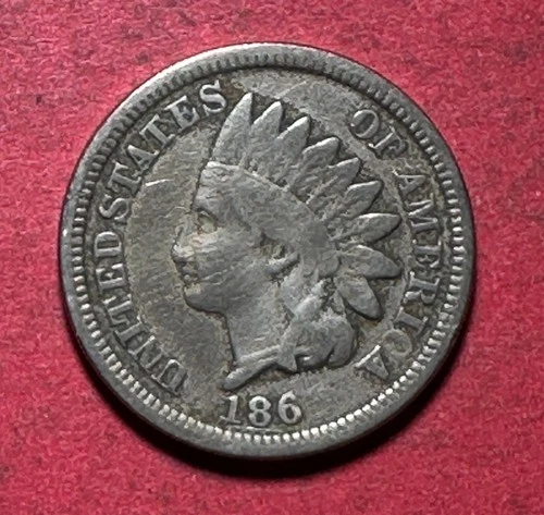 1863 US Copper Nickel Indian Head Cent! VG/FINE! FILLED DIE Mint ERROR!
