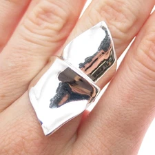 HAGIT GORALI 925 Sterling Silver Vintage Modernist Bypass Ring Size 7