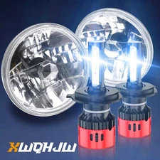 7 Inch led GLASS Headlight Round, orignal  classic LOOK Conversion Chrome pair