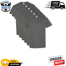 NEW Gildan Charcoal Heavy Cotton Plain Crew Neck Short Sleeves T-Shirt 5000