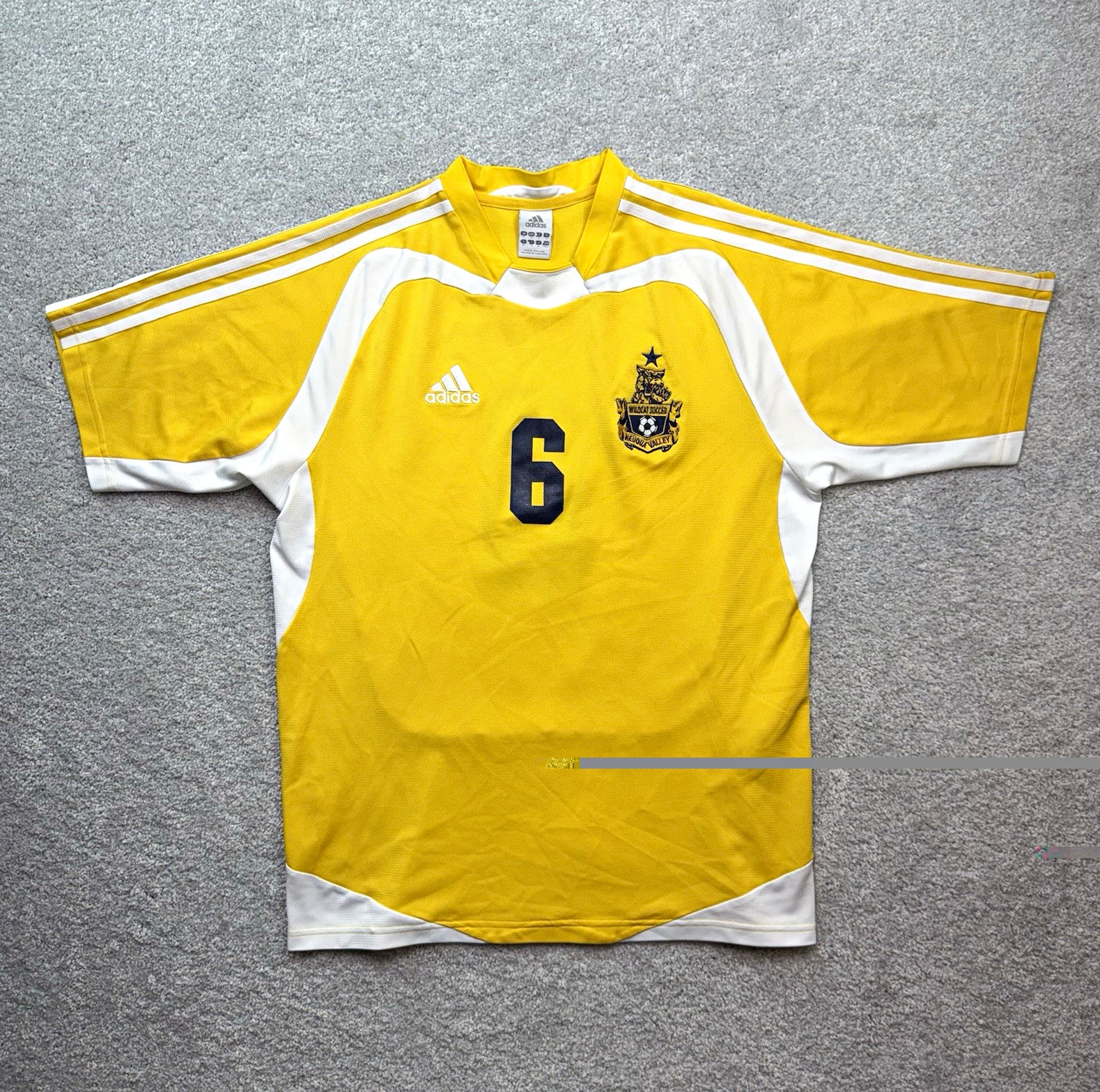Vintage 2007 Adidas Soccer Jersey Men's Medium #6 Yellow White CLIMALITE