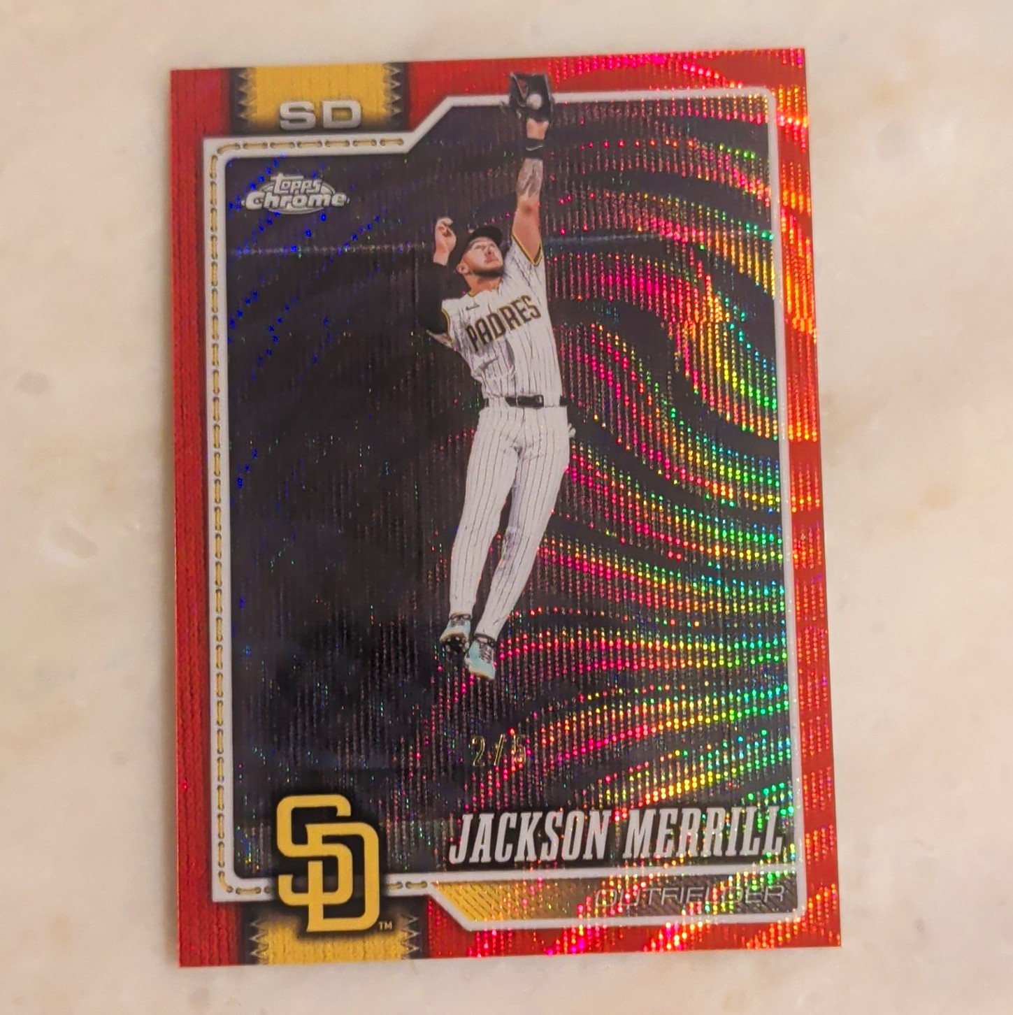 Topps 2026 Topps Chrome Red Refractor #137 Jackson Merrill San Diego Padres 2/5