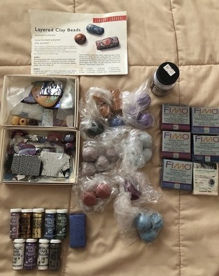 LOT OF Modeling clay- FIMO, Metallic Farb Pulver, Used and New Materials