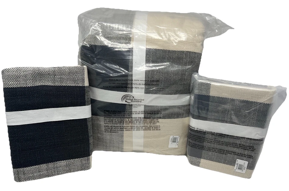 Pottery Barn Bryce Buffalo Check Cotton King Duvet + 2 King Shams Charcoal_NWT_J - Image 2 of 4