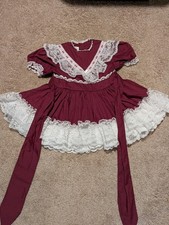 Vintage Lacee Originals 4T Southern Style Red Belted Pageant Dress Lace