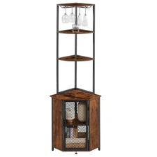 5-Tier Corner Shelf Tall Bookcase Storage Cabinet with Wine Rack Display Rack