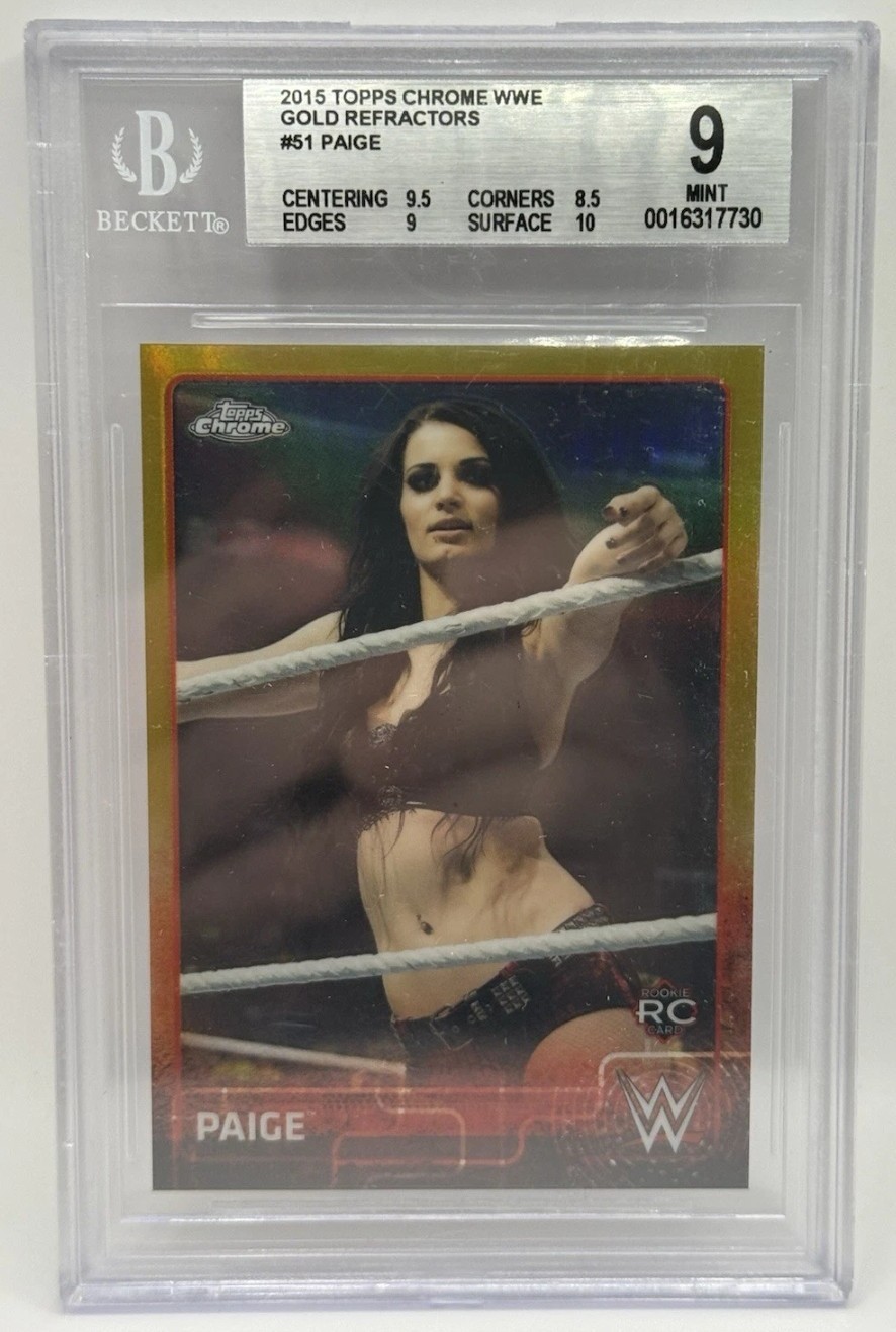 2015 Topps Chrome WWE Paige Gold Refractor RC /50 BGS 9 MINT Saraya