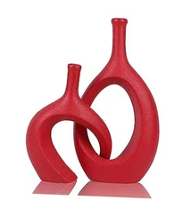  Ceramic Vase Set - Modern Boho Decor, Snuggle Design, Vases for Living Red