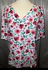 Women’s Pink Floral Short Sleeve Top Size Large