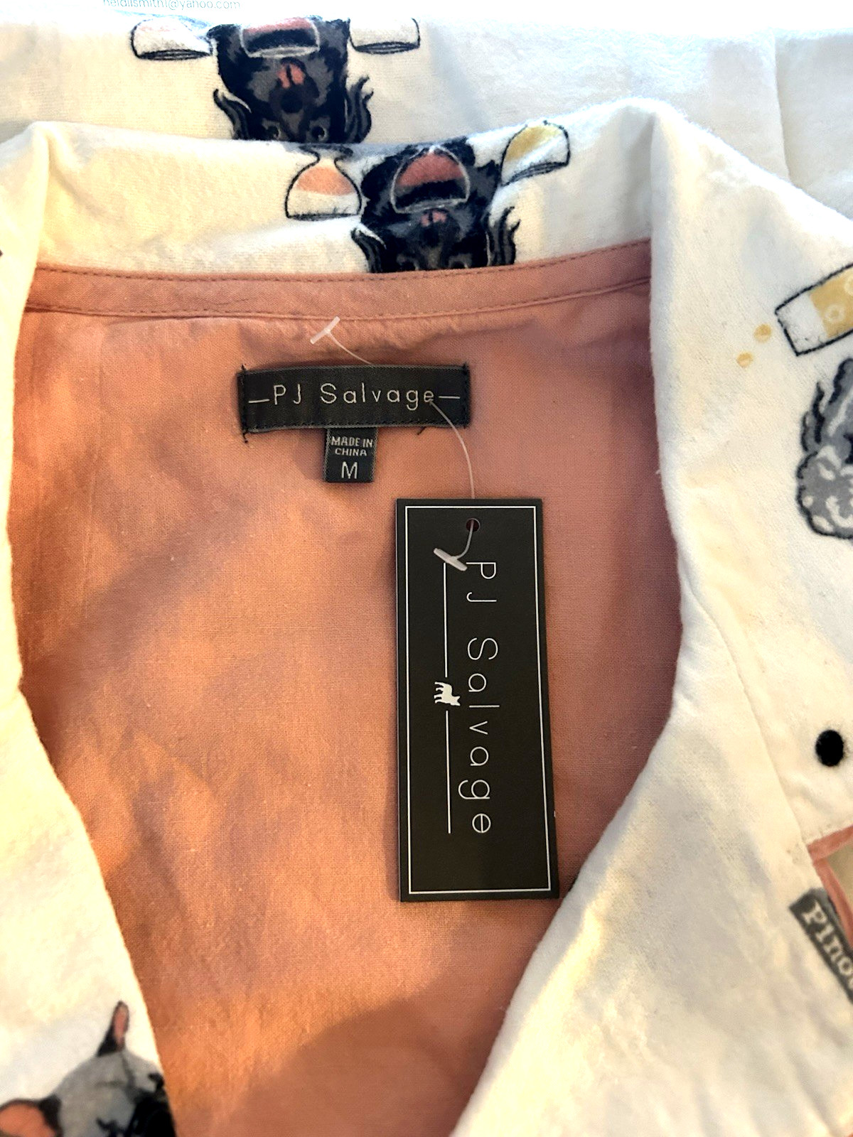 NWT PJ Salvage Womens M Dogs Drinking Cocktails Long Sleeve Flannel Pajama Top