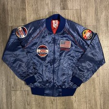 Vintage General Dynamics F-16 Fighting Falcon Satin Bomber Jacket Mens Large
