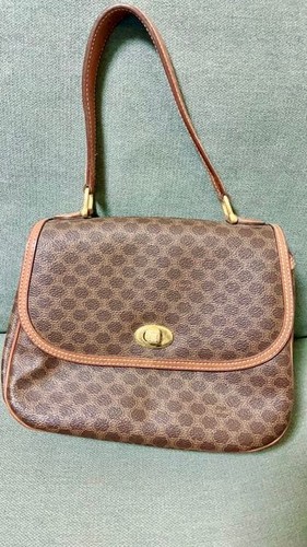 CELINE Brown Leather Handbag Women's Excellent From Japan