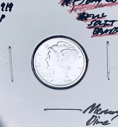 1919-P Mercury Dime, FULL Split Bands, Superb Gem BU++ FSB, RARE This Nice!