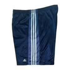 VINTAGE ADIDAS NAVY BLUE MENS XL 80S-90S TRIPLE STRIPED ATHLETIC FITNESS SHORTS