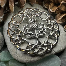 Scottish Thistle Brooch Scotland Kilt Pin Celtic Flower PEWTER Pin