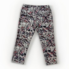 ProPlayer Yoga Pants Women Size S Calf-Length White Pink/Gray Geo. Design