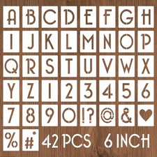 6 Inch Letter Stencils and Numbers, 42 Pcs Alphabet Drawing Stencils, Reusabl...