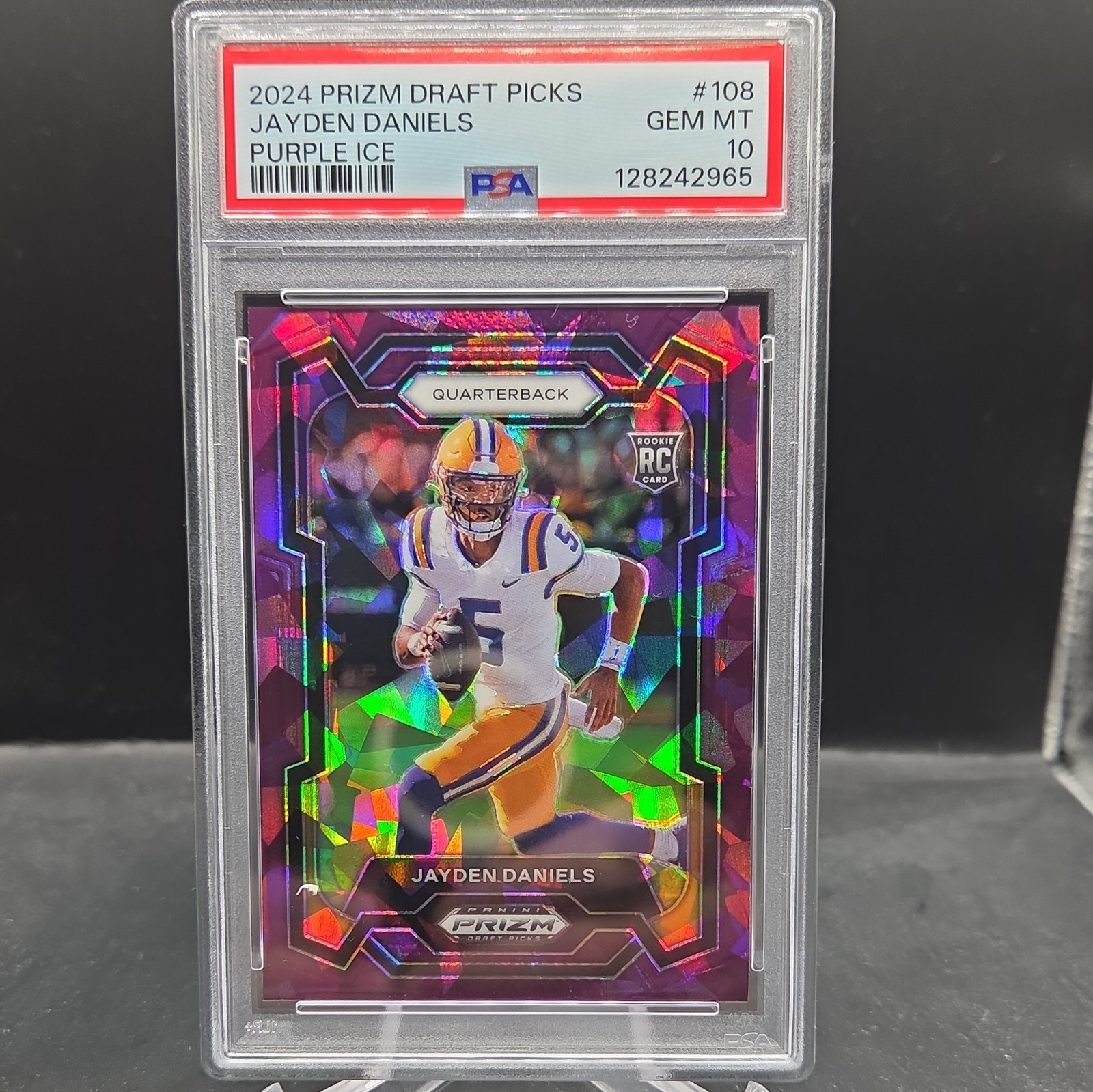 2024 Panini Prizm Draft Picks Jayden Daniels Purple Ice Prizm 109/149 PSA 10 💎