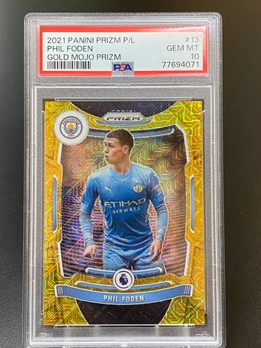 2021-22 Panini Prizm EPL Phil Foden Gold Mojo #3/10 PSA 10 GEM MT POP 1/1