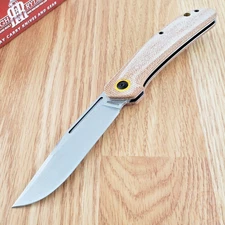 Rough Ryder Folding Knife 3.5" D2 Tool Steel Blade Brown Canvas Micarta Handle