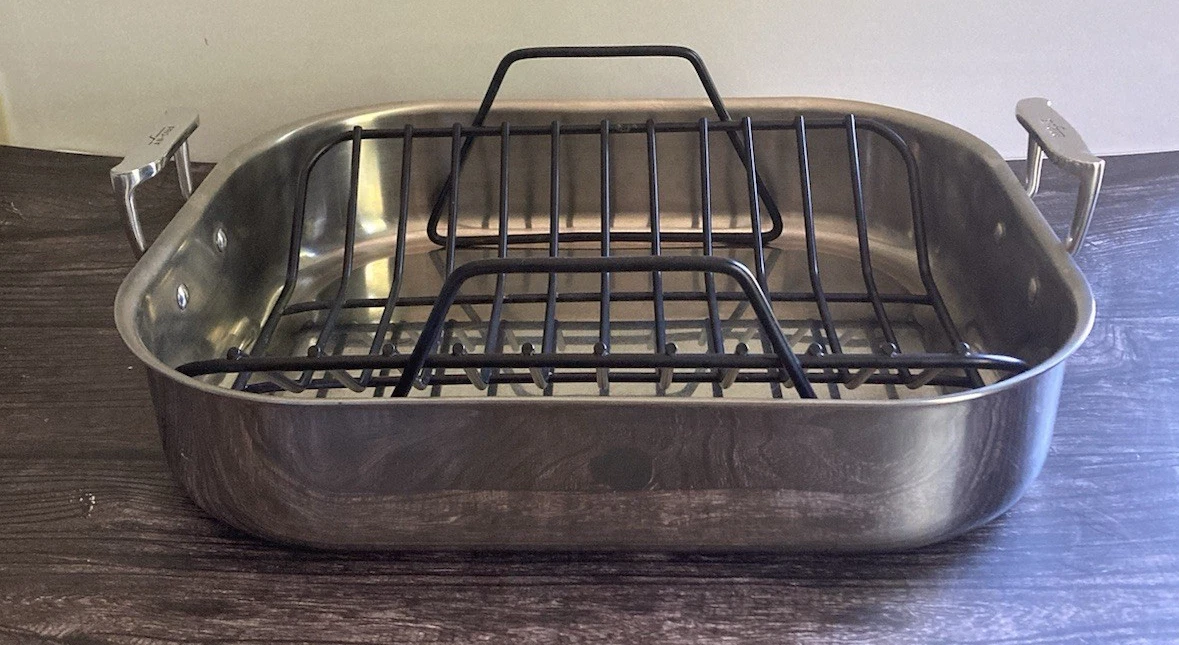 All-Clad Stainless Steel Roaster with non-stick Rack 16"x13"