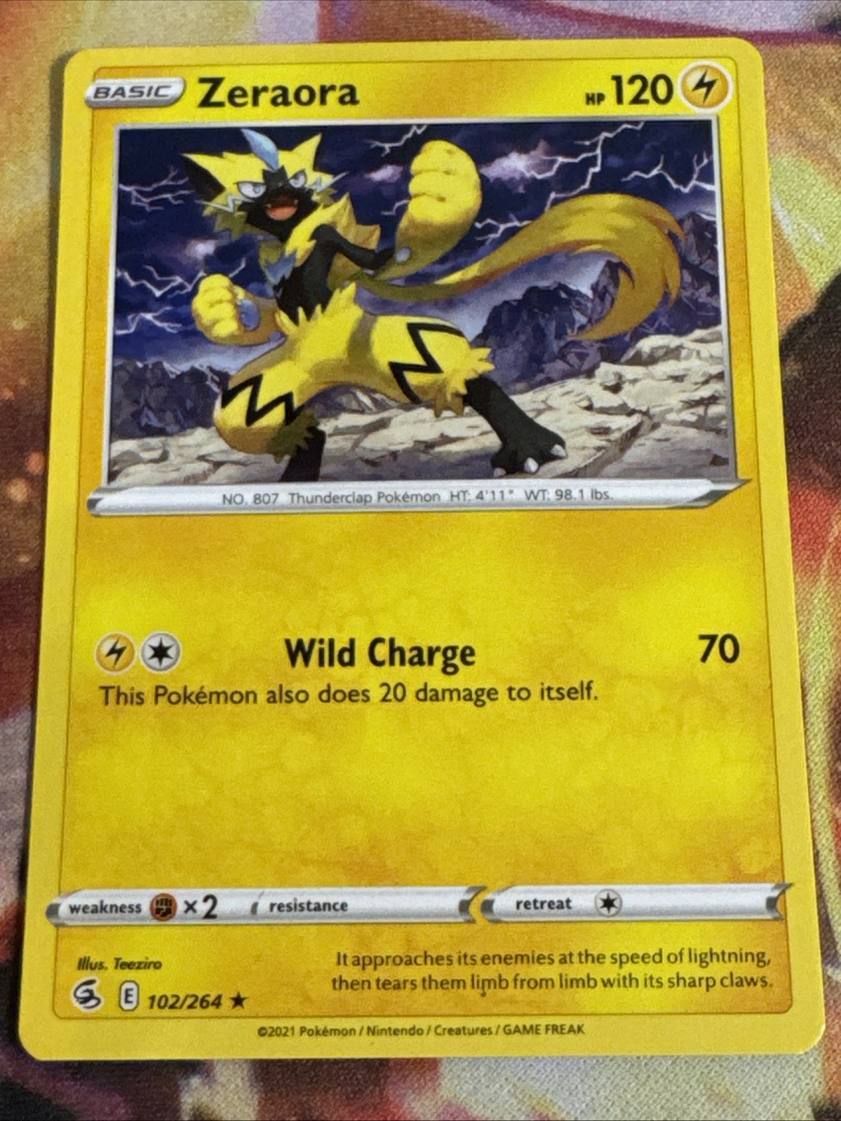 Zeraora 102/264 Rare Fusion Strike Pokemon Near Mint