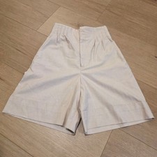 Pantalones Cortos Ray BEAMS Talla 0 Avena Beige Mezcla de Lino Cintura Alta Pierna Ancha Nuevos sin Etiquetas