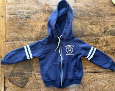 Vintage 90 s Franklin & Marshall Hooded Sweatshirt Blue Zip Baby College F&M