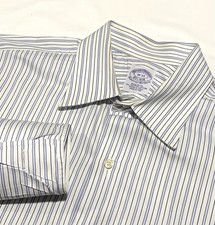 Vtg Brooks Brothers Shirt Men 16-33 Makers Button Down Cuffed Pinstripe USA Made