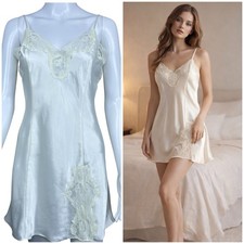 VTG Victorias Secret Satin Lace Chemise Slip Dress Size S Bias Cut Y2K Lingerie