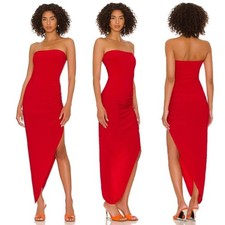 Norma Kamali | Strapless Side Drape Gown in Tiger Red M 
