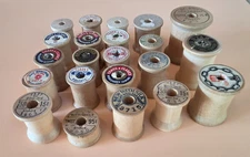 22 Vintage Wooden Sewing Thread Spools Assorted Size - NO THREAD- Craft
