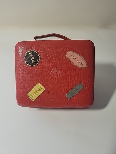 Vintage Seth Thomas Reisewecker roter Lederkoffer RAR funktioniert! Deutschland  - Bild 2 von 13