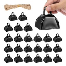 24Pcs 3" Cow Bells for Football Games with Rope, Black