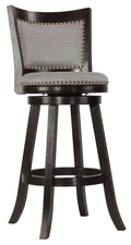 Ferne Solid Wood Swivel Barstool, 29" Bar Height, Grey