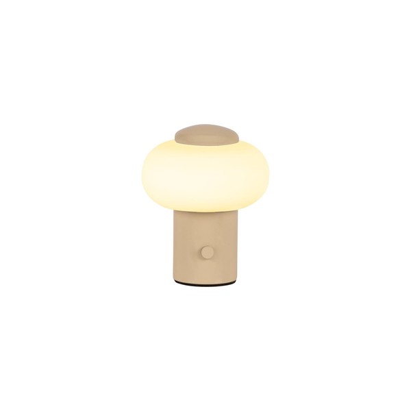 LED Akku Tischlampe Glas Beige Weiß 9.5 Cm 60 Lm 2700 K Tischleuchte Wohnzimmer-image