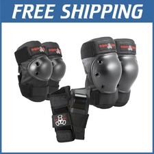 Skate Pad Set with Knee, Elbow, Wrist Guards - Black