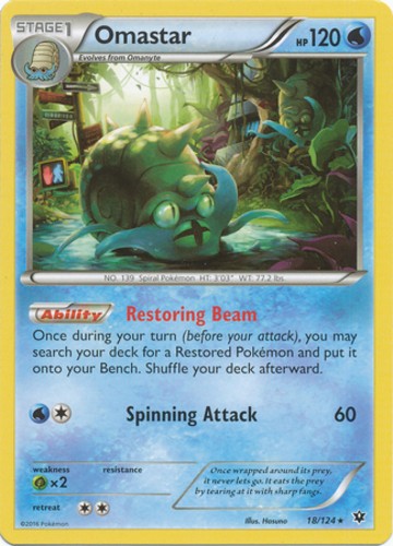 Omastar - 18/124 - Rare - Heavily Played