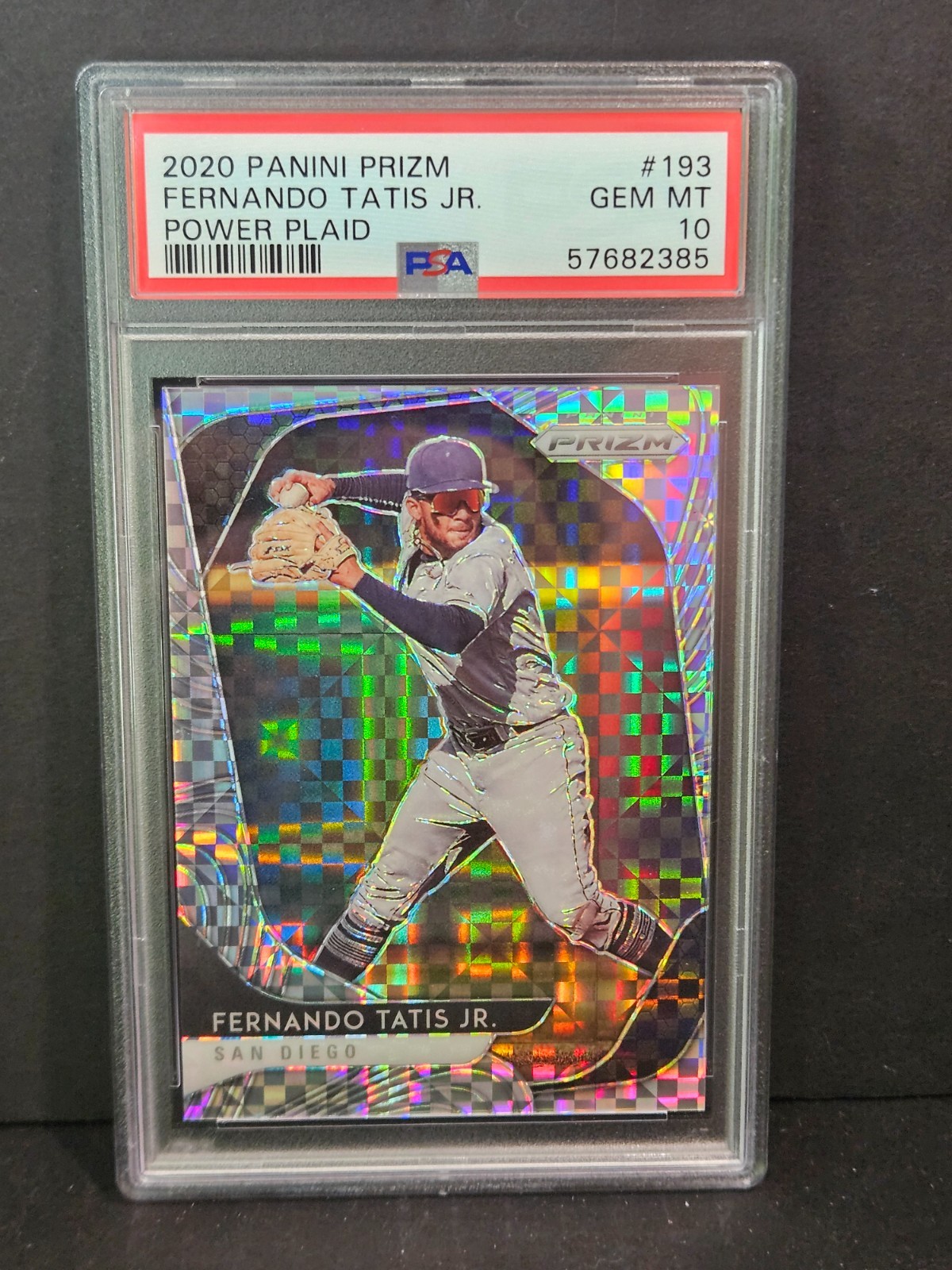 2020 Panini Prizm Fernando Tatís Jr. #193 Power Plaid /75 PSA 10
