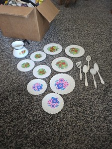 Vtg Chilton Spice of Life Fruit Flowers Children's Toy Plates - 15 pieces