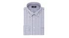 NEW MENS CHAPS PLAID DRESS SHIRT SLIM FIT BLUE WHITE SIZE L 16.5 36/37