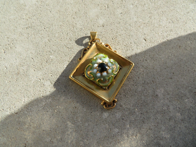 Pendentif (ou Broche) En émaux De Limoges - Style Doré, Occasion, Pièce Artisanale Vintage