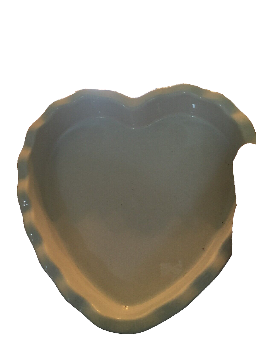 Williams Sonoma Emile Henry French Ceramic Ruffled Pie Heart Dish COBALT  BLUE