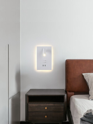 COB LED Lamp Wall Light Fixture Reading Spotlight Switch USB Charging Port Hotel