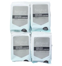4-PK / BELIEVE Beauty CHARCOAL INFUSED MAKEUP REMOVING - 30-Cleansing Wipes Per