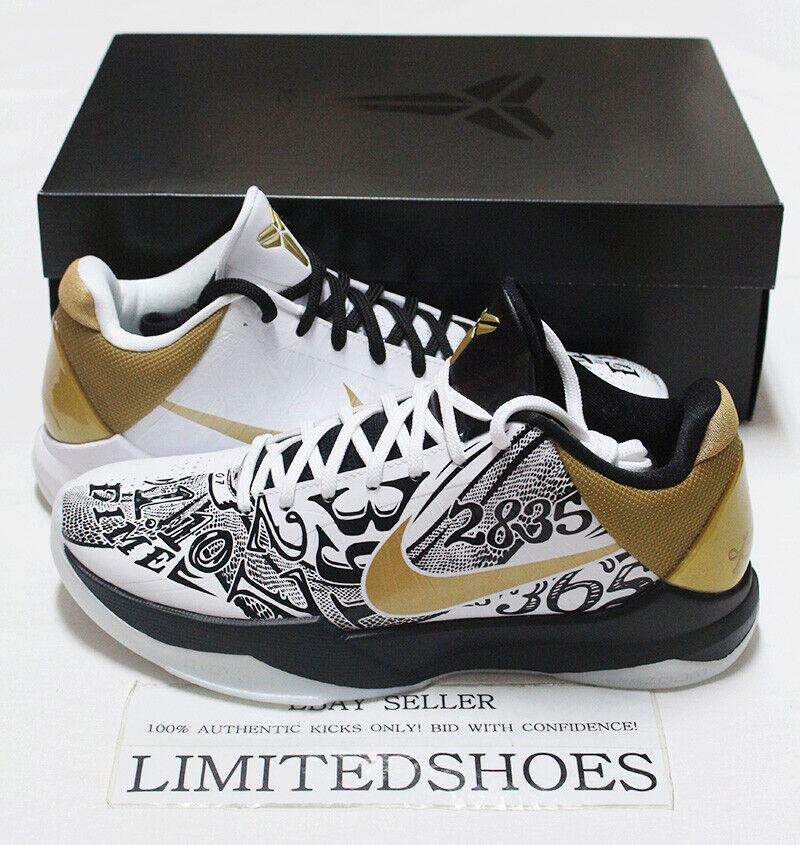 NIKE KOBE 5 V PROTRO BIG STAGE PARADE WHITE GOLD BLACK CT8014-100 MAMBA LAKERS