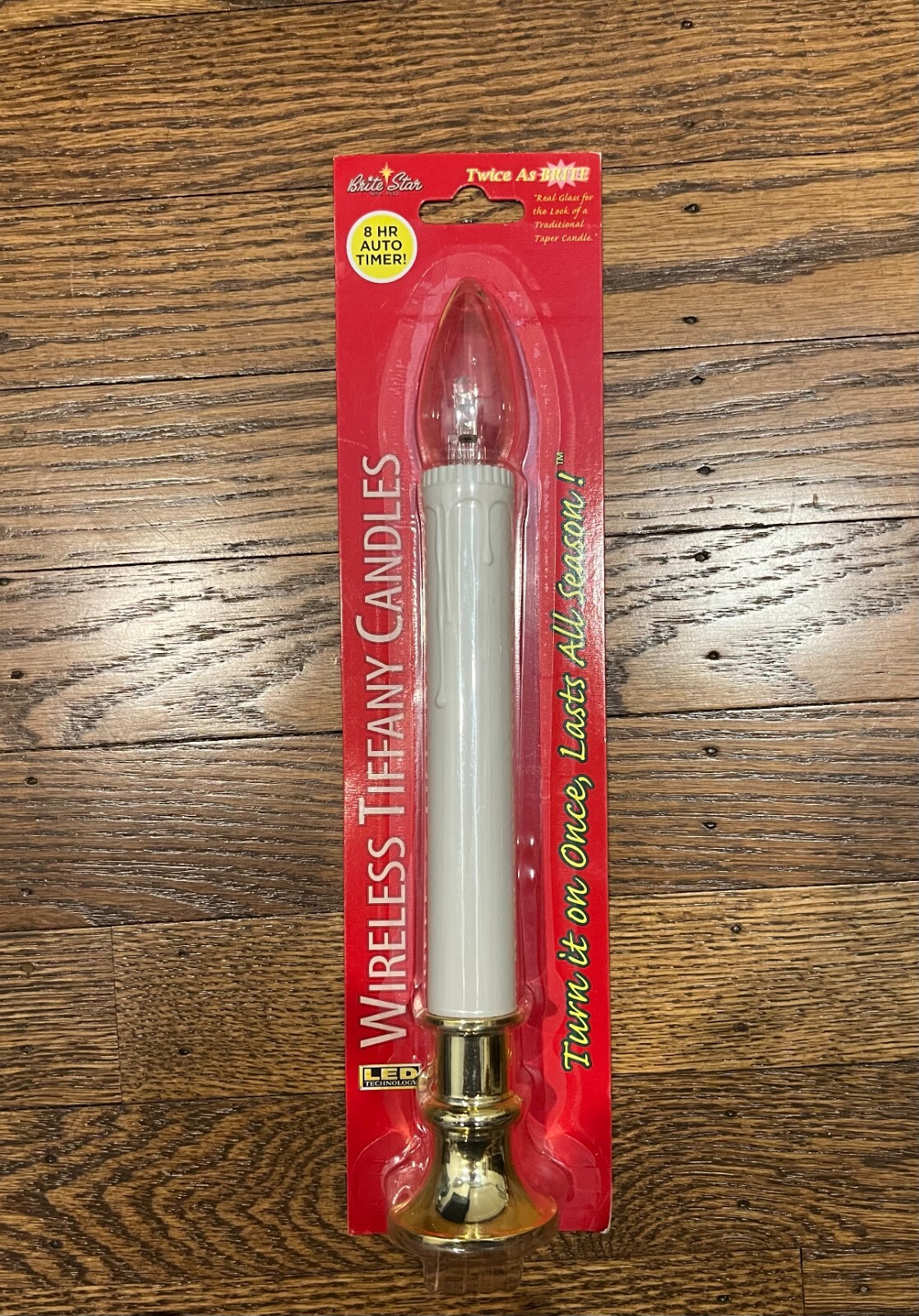 Brand New Brite Star Wireless LED Tiffany Candle Twice As Bright 8 Hr