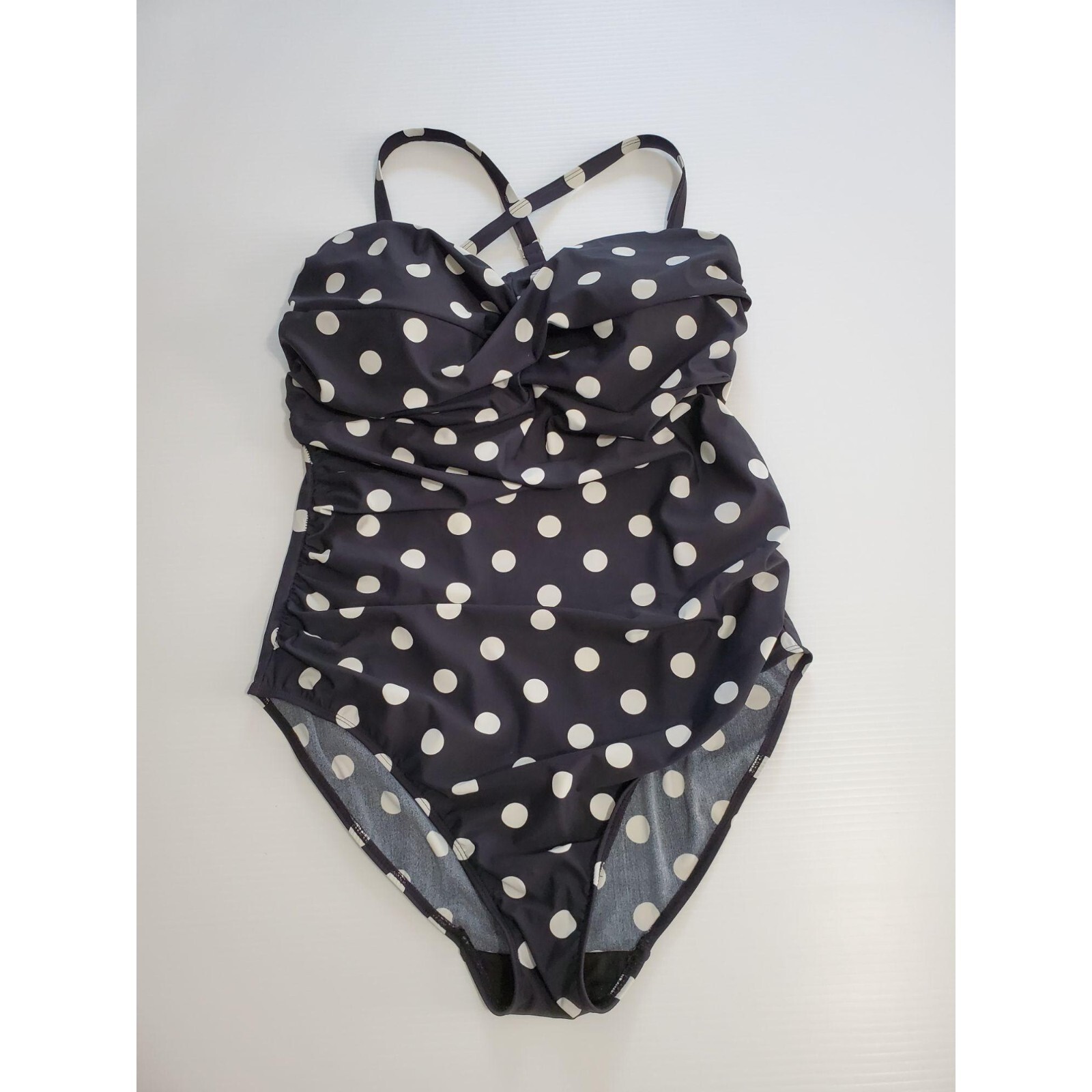 BPC Selection Bonprix Black & White Polka dot Shaper Swimsuit sz 14 365 image 5